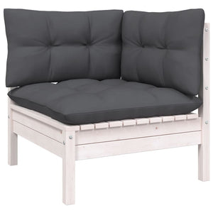 vidaXL 8-piece Garden Lounge Set with Cushions White Solid Pine Wood