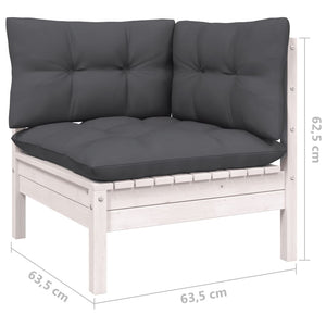 vidaXL 8-piece Garden Lounge Set with Cushions White Solid Pine Wood