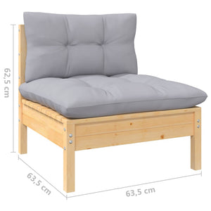 vidaXL 9-piece Garden Lounge Set with Grey Cushions Pine Wood
