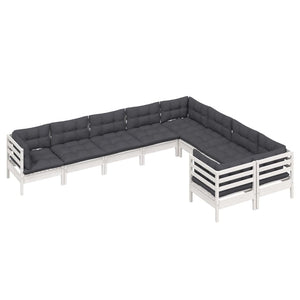 vidaXL 9-piece Garden Lounge Set with Cushions White Pine Wood
