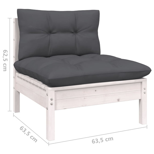 vidaXL 9-piece Garden Lounge Set with Cushions White Pine Wood