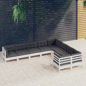 vidaXL 9-piece Garden Lounge Set with Cushions White Pine Wood