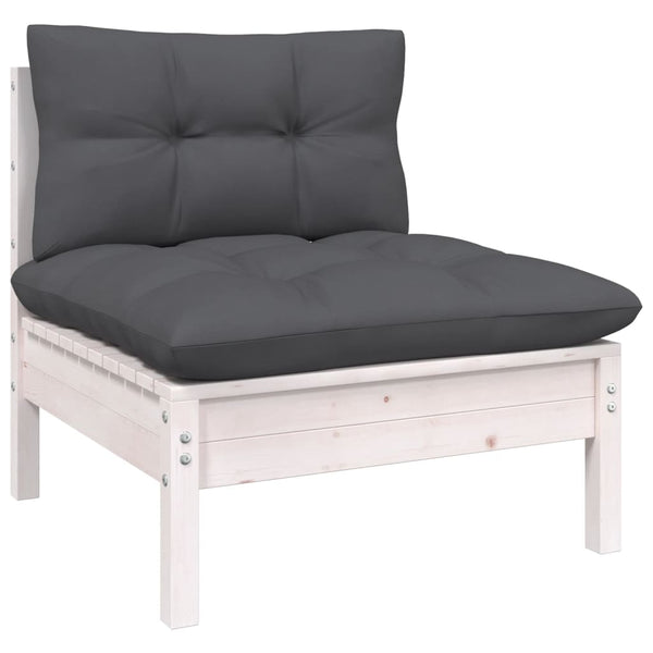 vidaXL 10-piece Garden Lounge Set with Cushions White Pinewood