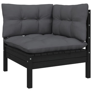 vidaXL 10-Piece Garden Lounge Set with Cushions Black Pinewood