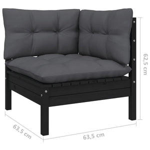 vidaXL 10-Piece Garden Lounge Set with Cushions Black Pinewood