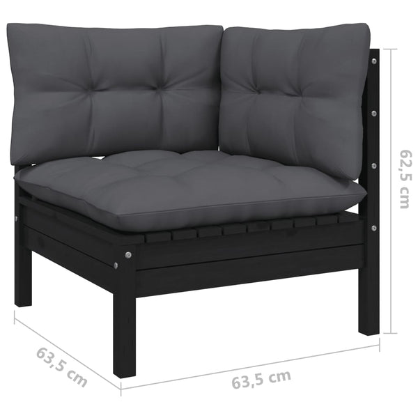 vidaXL 10-Piece Garden Lounge Set with Cushions Black Pinewood