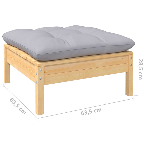 vidaXL 11-Piece Garden Lounge Set with Grey Cushions Pinewood