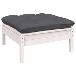 vidaXL 11-pc. Garden Lounge Set with Cushions White Pinewood