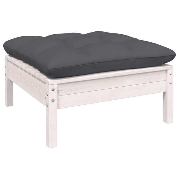 vidaXL 11-pc. Garden Lounge Set with Cushions White Pinewood