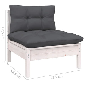 vidaXL 11-pc. Garden Lounge Set with Cushions White Pinewood