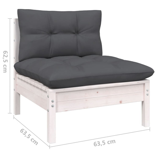 vidaXL 11-pc. Garden Lounge Set with Cushions White Pinewood