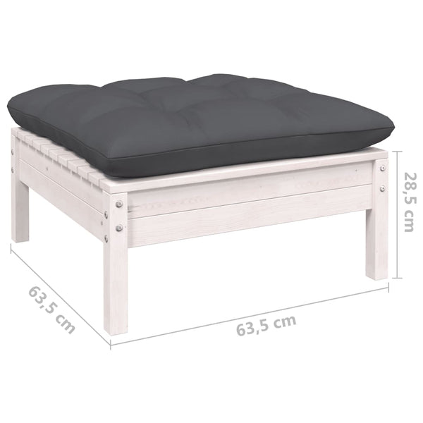 vidaXL 11-pc. Garden Lounge Set with Cushions White Pinewood