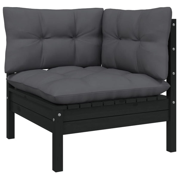 vidaXL 10-Piece Garden Lounge Set with Cushions Black Pinewood