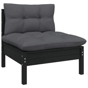 vidaXL 10-Piece Garden Lounge Set with Cushions Black Pinewood