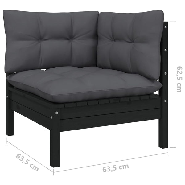 vidaXL 10-Piece Garden Lounge Set with Cushions Black Pinewood