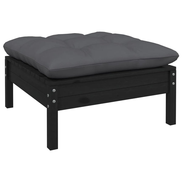 vidaXL 10-Piece Garden Lounge Set with Cushions Black Pinewood