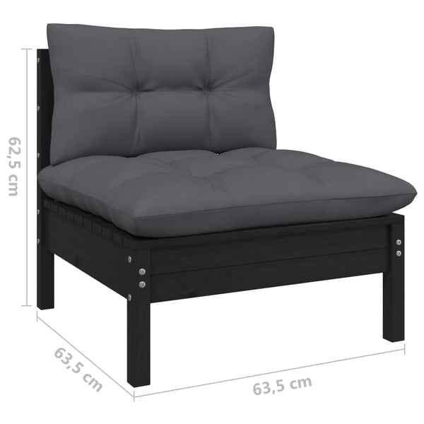 vidaXL 10-Piece Garden Lounge Set with Cushions Black Pinewood