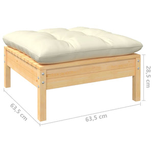 vidaXL 12-piece Garden Lounge Set with Cream Cushions Pine Wood