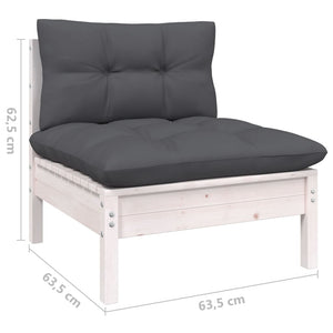 vidaXL 12-Piece Garden Lounge Set with Cushions White Pine Wood