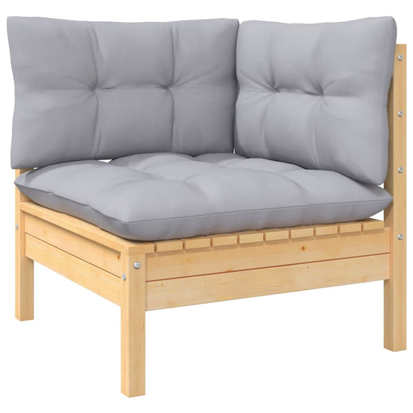 vidaXL 13-Piece Garden Lounge Set with Grey Cushions Pinewood