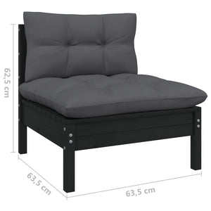 vidaXL 6-piece Garden Lounge Set with Cushions Black Pinewood