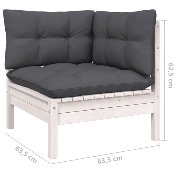 vidaXL 7-Piece Garden Lounge Set with Cushions White Pine Wood