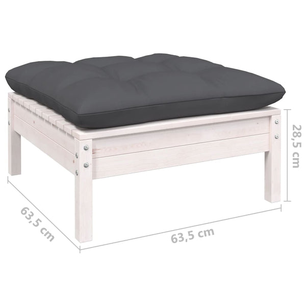 vidaXL 8-piece Garden Lounge Set with Cushions White Pinewood