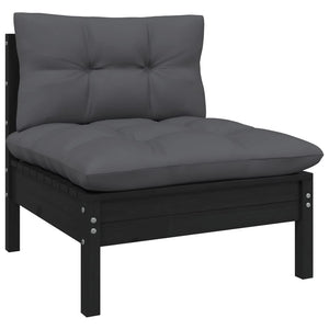 vidaXL 10-Piece Garden Lounge Set with Cushions Black Pinewood
