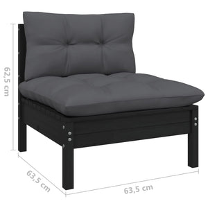 vidaXL 10-Piece Garden Lounge Set with Cushions Black Pinewood