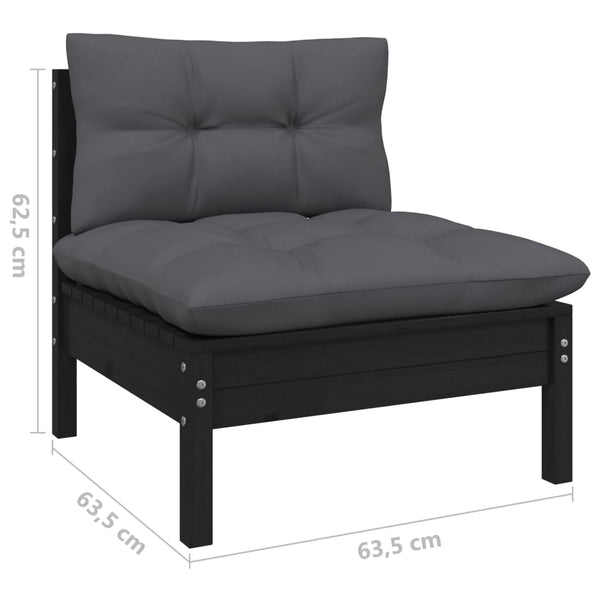 vidaXL 10-Piece Garden Lounge Set with Cushions Black Pinewood