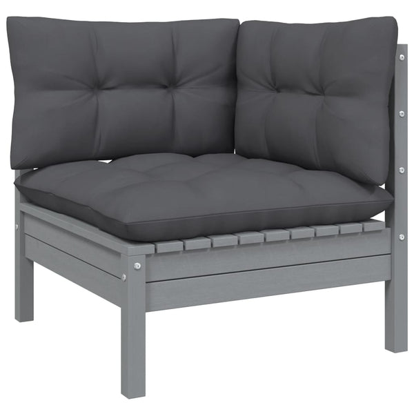 vidaXL 9-piece Garden Lounge Set with Cushions Black Solid Pine Wood