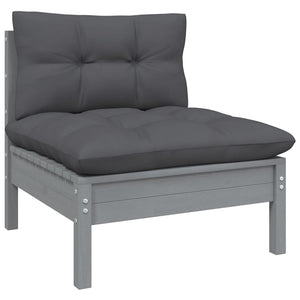 vidaXL 9-piece Garden Lounge Set with Cushions Black Solid Pine Wood