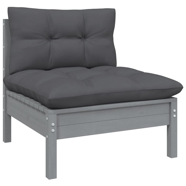 vidaXL 9-piece Garden Lounge Set with Cushions Black Solid Pine Wood