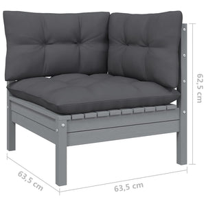 vidaXL 9-piece Garden Lounge Set with Cushions Black Solid Pine Wood