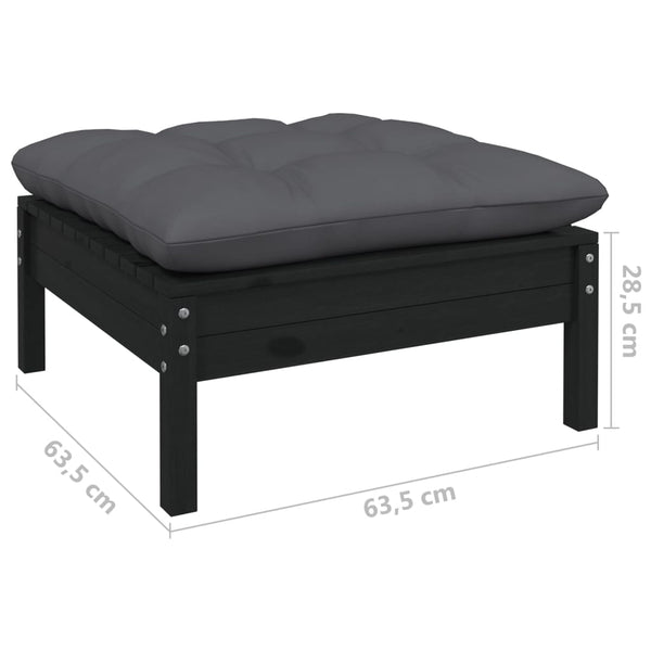 vidaXL 11-piece Garden Lounge Set with Cushions Black Solid Pine Wood
