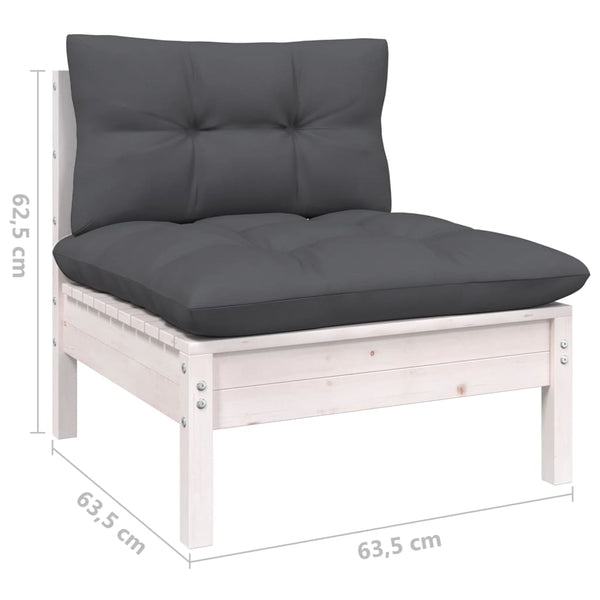 vidaXL 12-piece Garden Lounge Set with Cushions White Solid Pine Wood