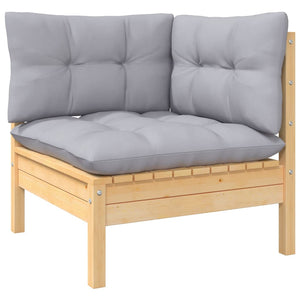 vidaXL 13-Piece Garden Lounge Set with Grey Cushions Solid Pine Wood