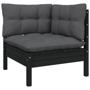 vidaXL 13-piece Garden Lounge Set with Cushions Black Solid Pine Wood