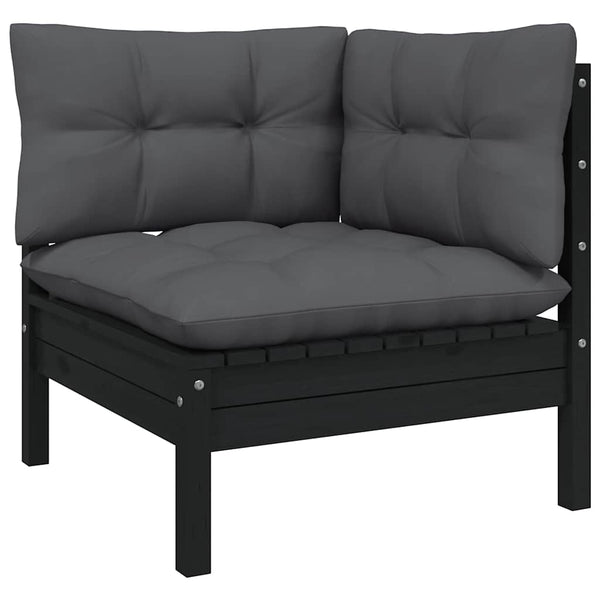vidaXL 13-piece Garden Lounge Set with Cushions Black Solid Pine Wood