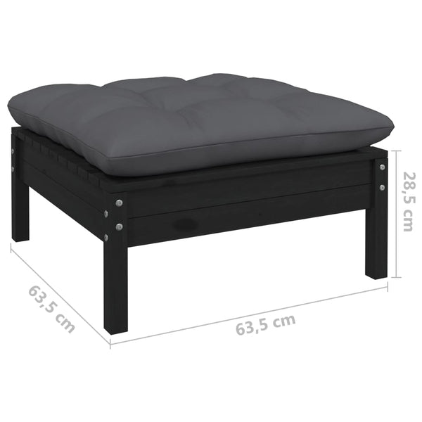 vidaXL 13-Piece Garden Lounge Set with Cushions Black Pinewood