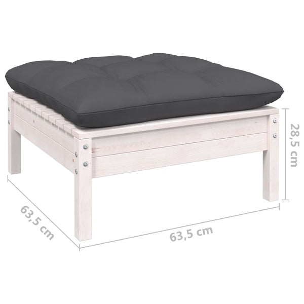 vidaXL 14-Piece Garden Lounge Set with Cushions White Pinewood
