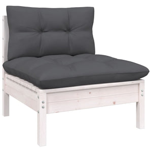 vidaXL 7-Piece Garden Lounge Set with Cushions White Pine Wood