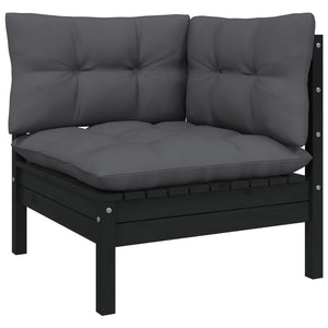 vidaXL 10-Piece Garden Lounge Set with Cushions Black Pinewood