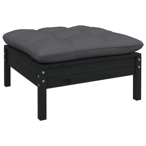 vidaXL 10-Piece Garden Lounge Set with Cushions Black Pinewood