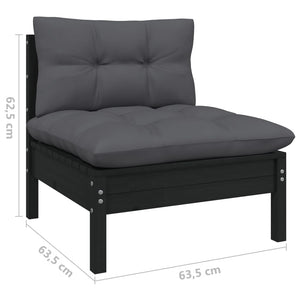 vidaXL 10-Piece Garden Lounge Set with Cushions Black Pinewood