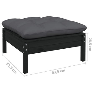vidaXL 10-Piece Garden Lounge Set with Cushions Black Pinewood