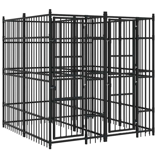 vidaXL Outdoor Dog Kennel Steel 3.69 m²