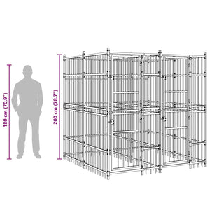 vidaXL Outdoor Dog Kennel Steel 3.69 m²