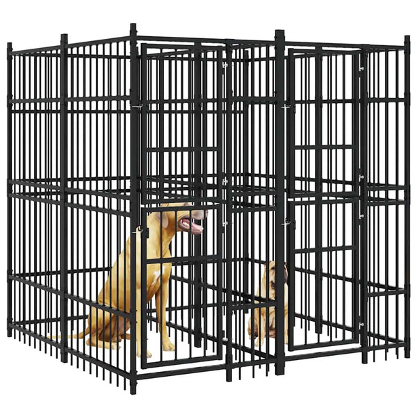 vidaXL Outdoor Dog Kennel Steel 3.69 m²