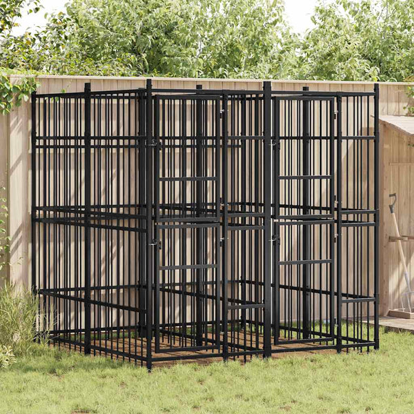 vidaXL Outdoor Dog Kennel Steel 3.69 m²